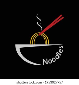 Noodles illustration logo design vector stock