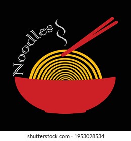 Noodles illustration logo design vector stock