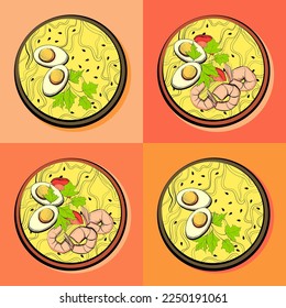 Fideos con ingredientes para el diseño de menús