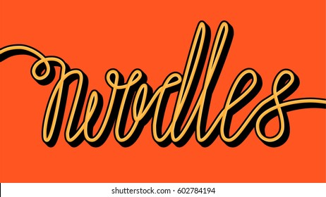 Noodles lettering. Word "Noodles" made of noodle