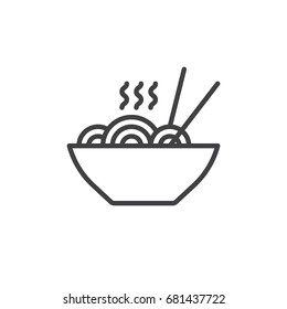 Noodles line icon, outline vector sign, linear style pictogram isolated on white. Symbol, logo illustration. Editable stroke. Pixel perfect vector graphics