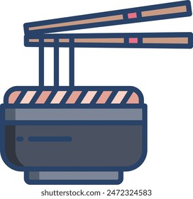 Noodles linear color vector illustration