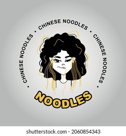 Noodles logo. Chinese noodles. Asian food. Packaging for pasta.