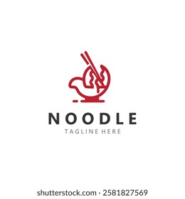 Noodles logo design template, fast food restaurant suitable for business related to ramen