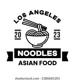 Noodles logo design template isolated. Retro noodles logo vector