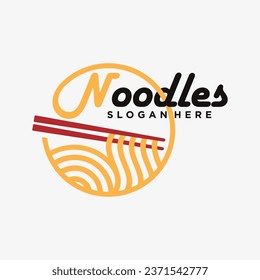 Noodles logo design template for ramen restaurant with creative element concept