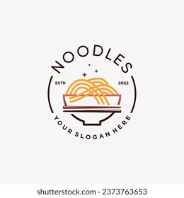 Plantilla de diseño del logo de fideos para el restaurante ramen con concepto de elemento creativo