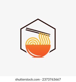 Noodles logo design template for ramen restaurant with creative element concept