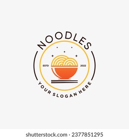 Plantilla de diseño del logo de fideos para el restaurante ramen con concepto de elemento creativo