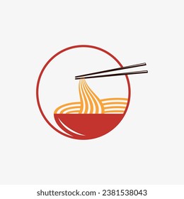 Noodles logo design template for ramen restaurant with creative element concept