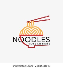 Noodles logo design template for ramen restaurant with creative element concept