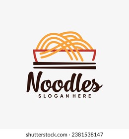 Noodles logo design template for ramen restaurant with creative element concept