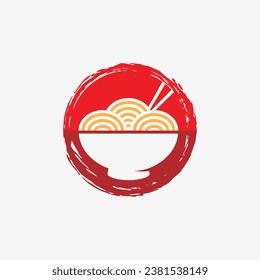 Plantilla de diseño del logo de fideos para el restaurante ramen con concepto de elemento creativo