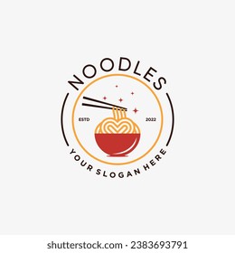 Noodles logo design template for ramen restaurant with creative element concept