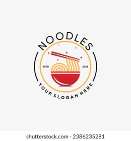 Plantilla de diseño del logo de fideos para el restaurante ramen con concepto de elemento creativo