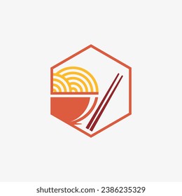 Noodles logo design template for ramen restaurant with creative element concept