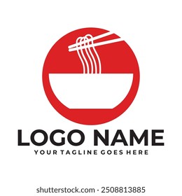 Noodles logo design template for ramen restaurant with creative element concept