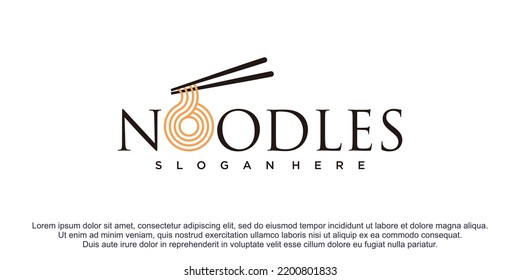 Noodles logo icon  illustration with creative design premium vector 