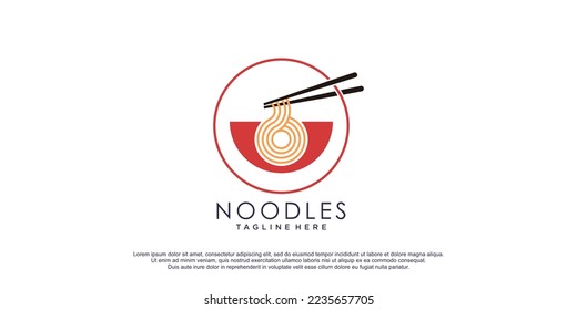 Noodles logo illustration with creative design icon template