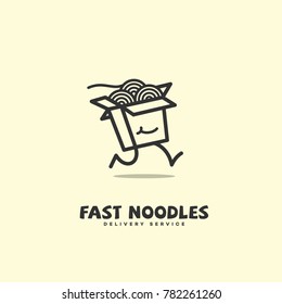 Noodles logo template design on a grey background. Vector illustration.