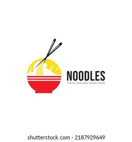 Ilustración vectorial de la plantilla del logotipo de fideos.