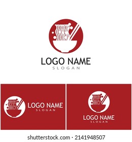 Diseño de símbolos vectoriales de plantillas de logotipos de fideos