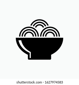 Noodles on Bowl Icon. Asian Food Illustrations, Vector Sign & Trendy Symbol.