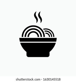 Noodles on Bowl Icon. Asian Food Illustrations, Vector Sign & Trendy Symbol.