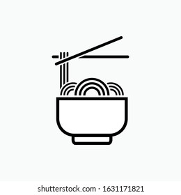 Noodles on Bowl Icon. Asian Food Illustration. Applied as Trendy Symbol for Design Elements, Websites, Presentation and Application - Vector.

 