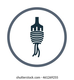 Noodles on the fork simple icon on the background