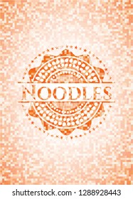 Noodles orange mosaic emblem with background
