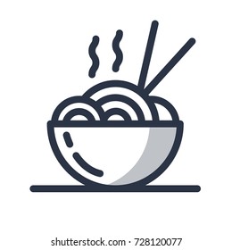 Noodles outline black icon for web or ui. Asian food icon