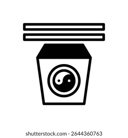 Noodles. Outlined stroke vector icon with black-filled details.