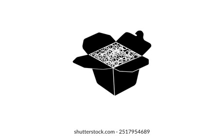 Noodles paper Box, black isolated silhouette