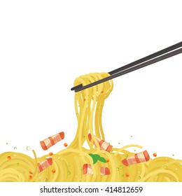 Noodles pasta food asia vector illustration