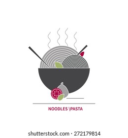 noodles pasta logo for the restaurant, vector concept