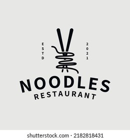 Noodles pasta vintage retro logo template on white background.