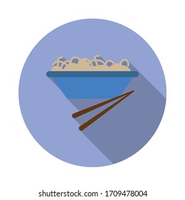 noodles in a plate colored illustration. Element of colored food icon for mobile concept and web apps. Detailed noodles in a plate icon can be used for web and mobile long shadow icon. Simple color