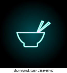 noodles in plate neon icon. Elements of fast food set. Simple icon for websites, web design, mobile app, info graphics