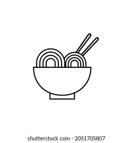 Noodles, plate, sticks icon in Asia set
