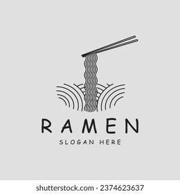 noodles or ram en logo line art simple minimalist vector illustration icon template design symbol food concept for restaurant business