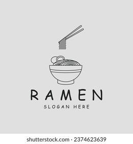 noodles or ram en logo line art simple minimalist vector illustration icon template design symbol food concept for restaurant business