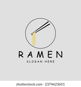 tallarines o ram en logo línea arte simple ilustración de vector minimalista icono diseño símbolo de la comida concepto de negocio de restaurantes