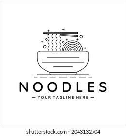 noodles or ramen bowl logo line art vector simple minimalist template icon design. chinese and japanese traditional or modern food concept symbol for restaurant business