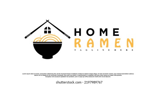 Noodles or ramen logo design with unique concept Premium Vector