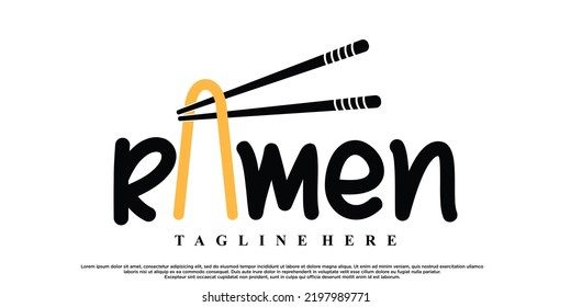 Noodles or ramen logo design with unique concept Premium Vector