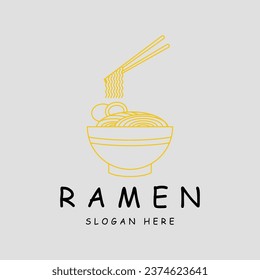 tallarines o línea de logotipo ram-en arte de línea simple ilustración de vector minimalista icono diseño de símbolo de alimentos concepto para el negocio de restaurantes