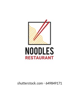 Noodles restaurant Logo design template isolated on white background. Vector illustration.
