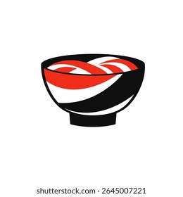 Noodles serve from bowl abstract kitchen still life flat design