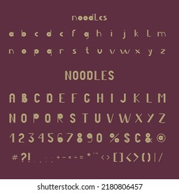 Noodles shape font glyphs letters alphabet